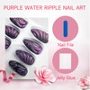 GlamRays 24 Pieces Purple Sticker Nails Medium Almond False Nails