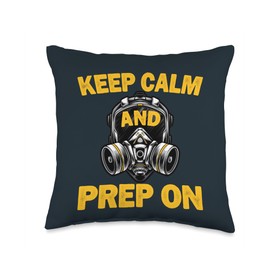 Doomsday Survivalist Gifts For Men Keep Calm and Prep Funny Doomsday Prepper Homesteading Throw Pillow, 16x16, Multicolor