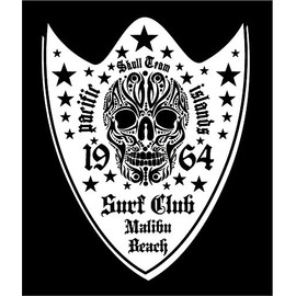 American Surf Club Malibu Beach Skull Sport Car Bumper Sticker Decal 4" x 5"