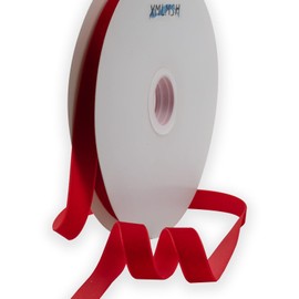 XMLMSH Red Velvet Ribbon 5/8 Inch Red Single Face Velvet Ribbon for Gift Wrapping, Hair Bows, Choker, Wedding Decorations, Cafts, Bouquet - 25 Yards