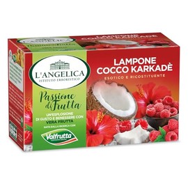 L'Angelica Infuso Passione di Frutta Valfrutta Lampone e Cocco, Tisane Calde e Fredde Zero Calorie con Vera Frutta, Confezione da 15 Filtri