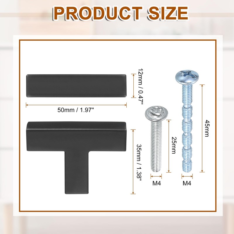 sourcing map 10 Pack Single Hole Cabinet Handles, 2"/50mm Square