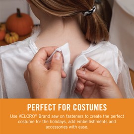 Cinta de tela para coser de la marca VELCRO, sustituto para botones a presión o cremalleras, alteraciones y dobladillo, paquete a granel de 15 pies, cierre de gancho y bucle, color blanco