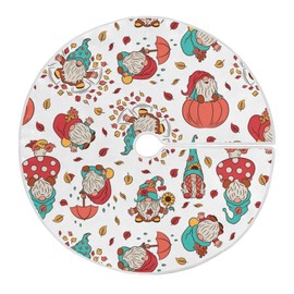 Thanksgiving Fall Gnomes Christmas Tree Skirt 36 in Autumn Maple Leaves Xmas Tree Skirts Fall Autumn Tree Skirts Stand Mat for Home Holiday Party Garden Office Indoor Outdoor Decorations