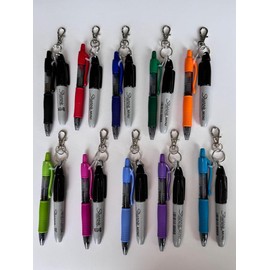 Gel pen and permanent marker pens for nurse badge reel accessory nicu nurse badge buddy medical assistant lab tech pen keychain nurse gift:_Red_Pink/Magenta