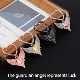 GZXYA Guardian Angel Keyring Lucky Charm Pendant, Angel with Hearts for Exams or Car, Suitable as Gifts for Women, Girlfriend, Colleague. (1275), J-pure rose gold