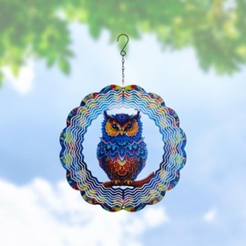 SUPERDANT Owl Wind Spinners 3D Outdoor Hanging Yard Spinners Catchers Kinetic Sculpture Art Garden Indoor Decoration Christmas Ornament Stainless Steel Gifts for Women Mom Grandma 30cm/12in