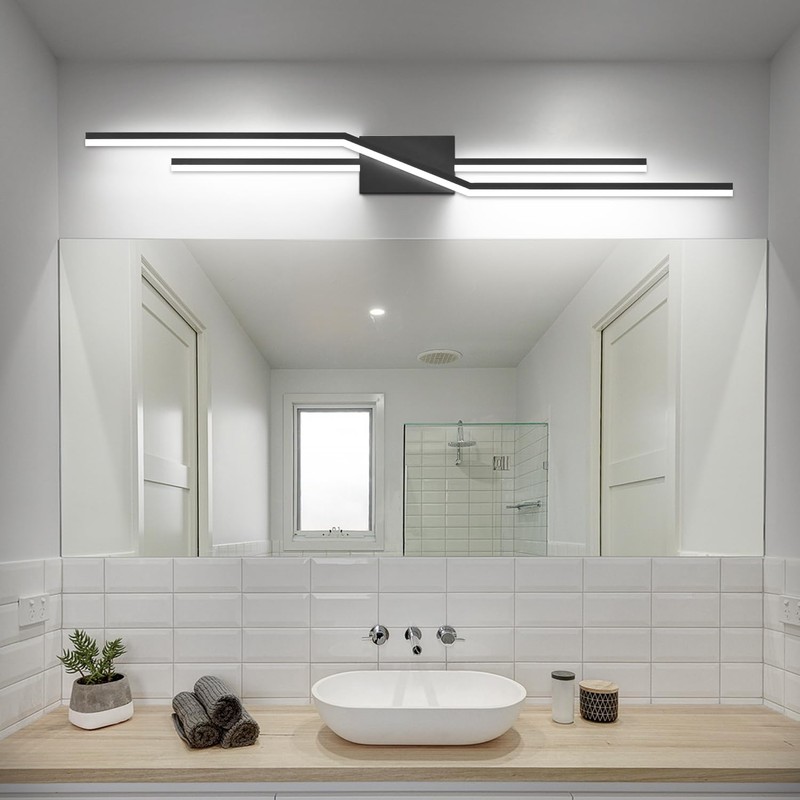 SOLFART Bathroom Vanity Light Dimmable Modern Matte Black Bathroom Light