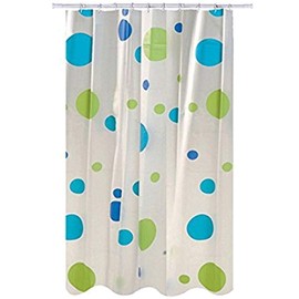 MSV Shower Curtain Blue Circles of of Polyvinyl Acetate 180x200cm, Multi-Colour