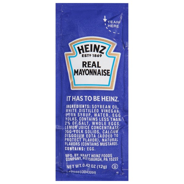 Heinz Real Mayonnaise Single Serve Packet (0.4 oz Packets, Pack of 500)