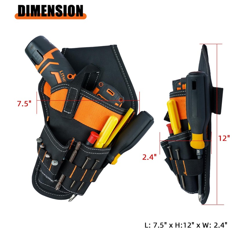 Right Handed Drill Holster,KUNN 3-in-1 Impact Driver Holder Combo with