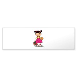 CafePress School Girl Student Bag Books Bumper Sticker Sticker (Bumper 50 pk)