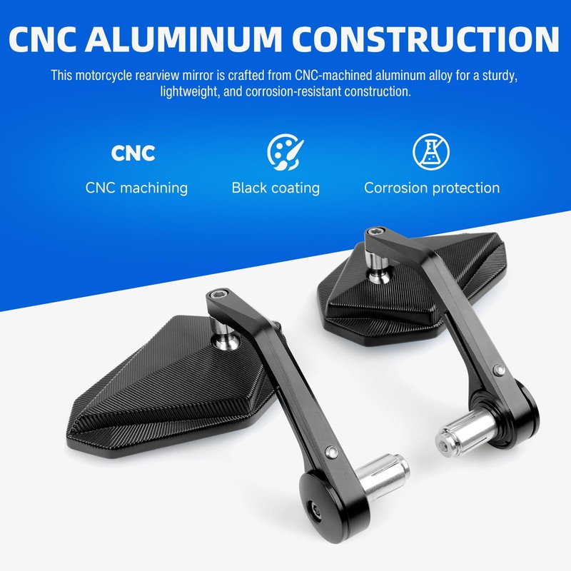 Motorcycle Bar End Mirrors Black CNC Bar End Mirrors for