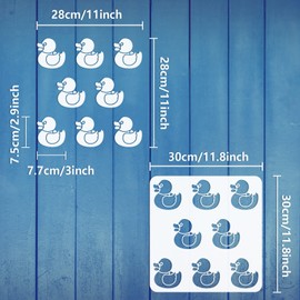 FINGERINSPIRE Rubber Duck Painting Stencil 30 x 30 cm Reusable Small Ducks Drawing Stencil Dream Nursery Decoration DIY Art Summer Theme Animal Duck Stencil for Painting on Wall Wooden Furniture