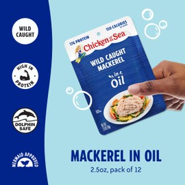 Chicken of the Sea Mackerel in Oil, 2.5 oz. Packet (Box of 12), Wild Caught