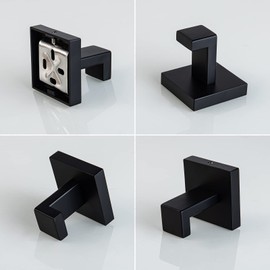 Taucent Matte Black Bath Towel Hook,4 Pack Robe Hook for Bathroom Wall Mounted Heavy Duty Hook 304 Stainless Steel Robe Hooks for Bathroom Kitchen