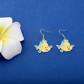 KEYCHIN Mermaid Flounder Earrings Ariel And Flounder Fans Gifts Flounder Jewelry (Flounder ER)