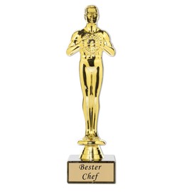 andSmile Winner Figure with Engraving "Bester Chef" - Trophy Made of High-Gloss Gold with Marble Base - Trophy for the Boss and the Boss - Gift for the Supervisor for Birthday