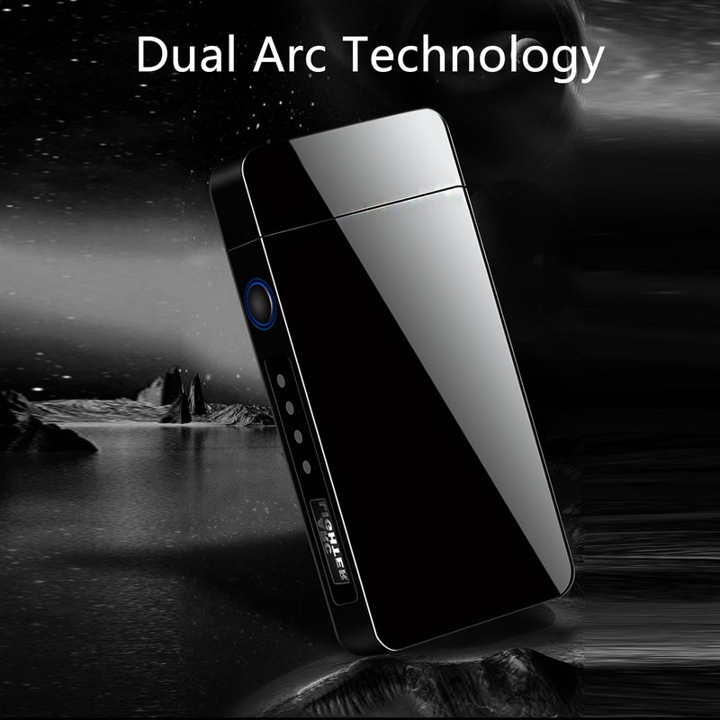 Electric Dual Arc Lighter Rechargeable Windproof Flameless 220mAh Aluminium Alloy
