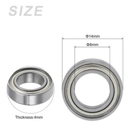 METALLIXITY Deep Groove Ball Bearings (MR148ZZ, 8mm x 14mm x 4mm) 20Pcs, Chromium Steel Double Shielded Industrial Bearings - for Industrial Micro Motor