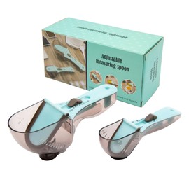 Kybelehoo Pack of 2 Adjustable Measuring Spoons with Scale, Multifunctional Measuring Scoop Kitchen Tools, Measuring Spoon with Scale for Dry and Liquid Ingredients