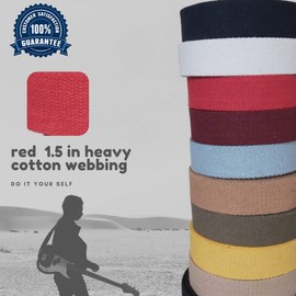 Heavy Cotton Webbing 1 1/2 Inch - Straps for Arts and Crafts - (Red, 25 Yards) - MATADOR USEFUL GOODS