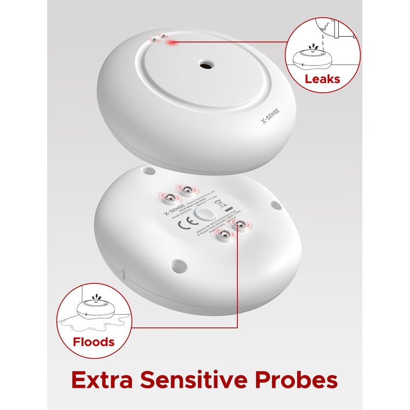X-Sense Smart Water Leak Detector, Wi-Fi Water Sensor Requires Base