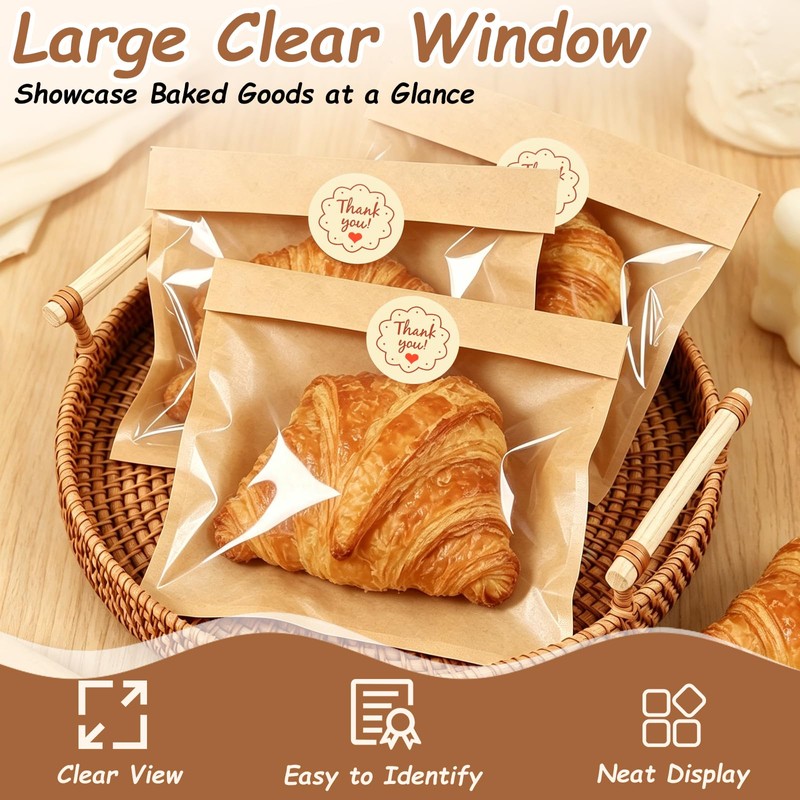 250 Pack Cookie Bags with Seal, 7.1 x 7.5 Inch