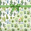 Cactus Wrapping Paper Set - 12 Sheets Watercolor Cactus Gift