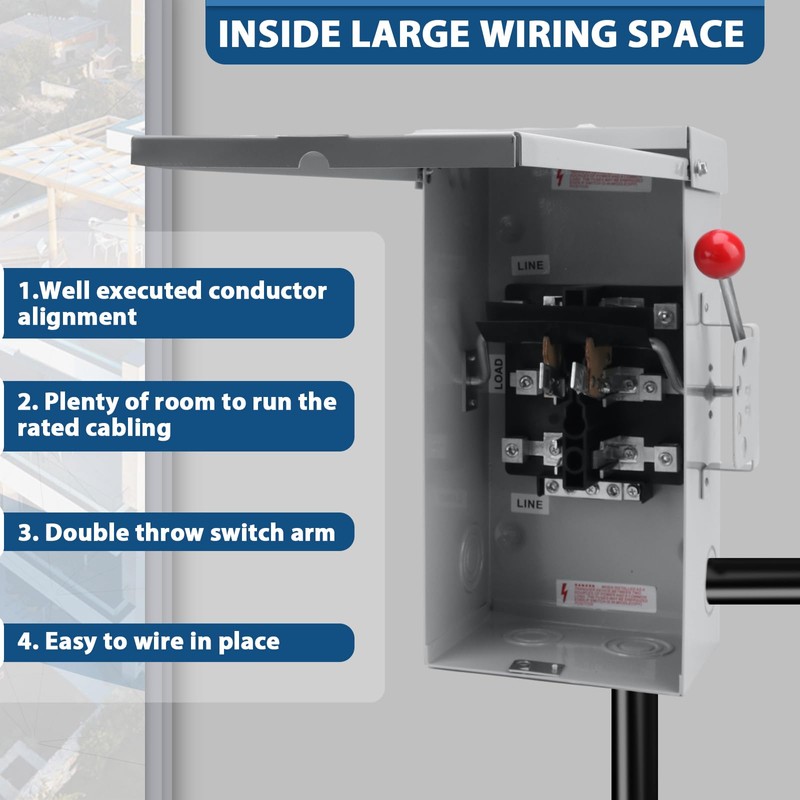 100A Generator Transfer Switch Box,24,000w 120/240 Volt Manual Transfer Switch