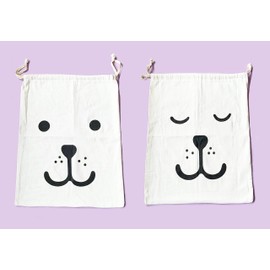 Pack of 2 Large Laundry Bags with String Ziplock (60 x 45cm) - Dual Washable Heavy Duty Drawstring Cotton Bags in Natural Colour - Foldable Potato Sack Storage Bags for Toys Clothes Travel Wash