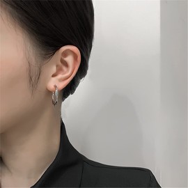 Small Silver Hoop Earrings for Women 925 Sterling Silver Plated Huggie Hoops Earring with Zircon Inlay Jewelry Gifts for Women Hypoallergenic