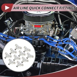 HEROFFIX Push to Connect Air Fittings 1/4" t Type Air Line Quick Joint Plastic Metal 1/8"BSPT 10 Pcs White Silver Tone