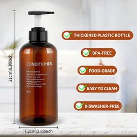 XiYee Pack of 3 500 ml Shampoo Bottle Pump Dispenser, Empty Plastic Soap Dispenser Bottle with Pump for Bathroom, Kitchen or Hotel, Refillable Liquid Dispenser for Lotion, Shower Gel and Conditioner