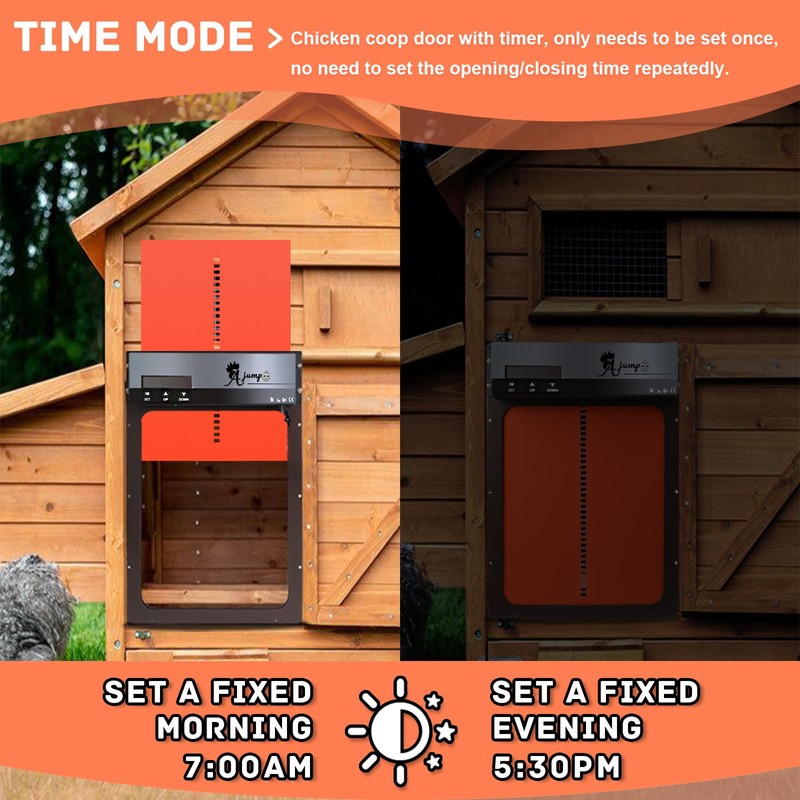 AJumpoo Automatic Chicken Coop Door, Solar Powered Full Aluminum Auto