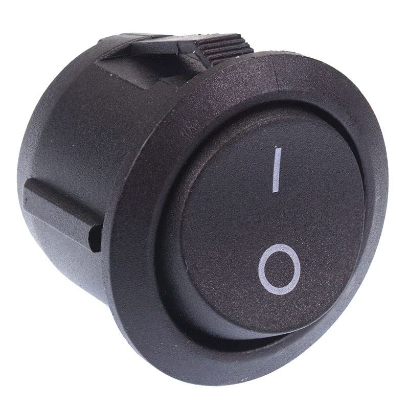 Black On/Off Round 20mm Rocker Switch SPST 2 Terminals Automotive