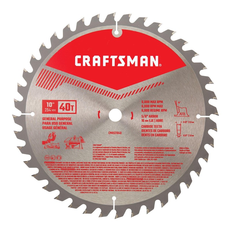 CRAFTSMAN 10 Inch 40T Carbide Circular Saw Blade/Table Saw Blade