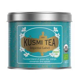 Kusmi Tea - Label Imperial - Blend of Chun Mee Green Tea, Cinnamon, Cardamom, Orange Peel and Licorice - Citrus & Spices - Organic Flavored Green Tea - 3.5 oz Loose Tea Tin