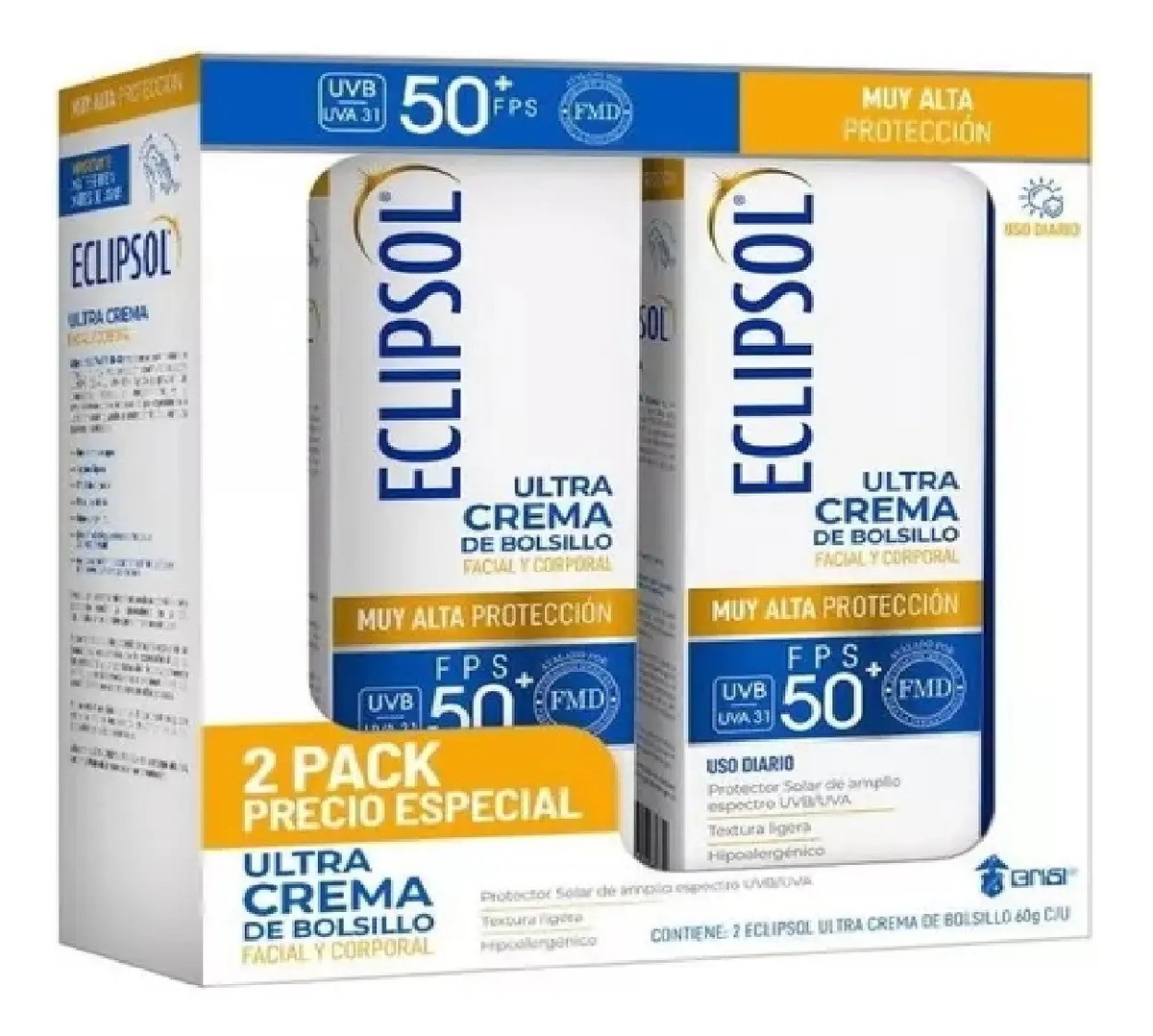 Eclipsol Ultra Bloqueador Solar Crema 50 Fps 2 De 125g Cu.