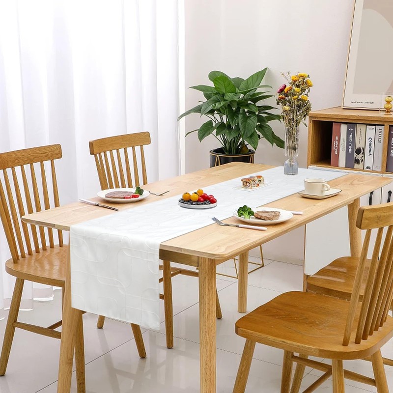 LLCUTESHOP Table Runner European White 32x275cm,Thickened Handmade Embroidery Double Layer