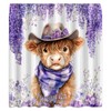 UPUMKSK Cute Highland Cow Shower Curtain Purple Flower, 70x70 Inch