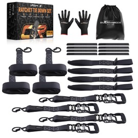 maXpeedingrods 4400 lb Heavy Duty Ratchet Straps with Soft Loops 1.5" x 15ft Motorcycle Tie Down Straps for Motorcycles, ATVs 4 Pack