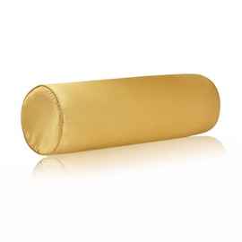 Satin Cylinder Pillowcase | Silk-Like Roll Bolster Pillow Cover with Hidden Zipper | Neck Roll Covers for Hair & Skin Friendly（ Golden Yellow 18" x 6" ）
