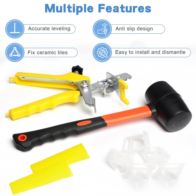 DGSL Tile Leveling System with Rubber Mallet and Tile Plier