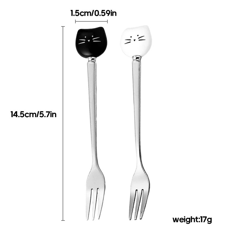 4 Pack Cute Stainless Steel Cat Head Forks for Cat