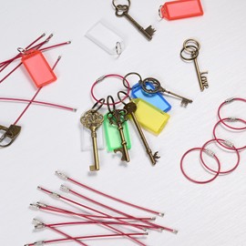 luvtree 5.9in/15cm Stainless Steel Keychain Cable,Wire Diameter 2mm Metal Key Ring Loop,20 Pieces, Hot Pink, 5.9in/150mm