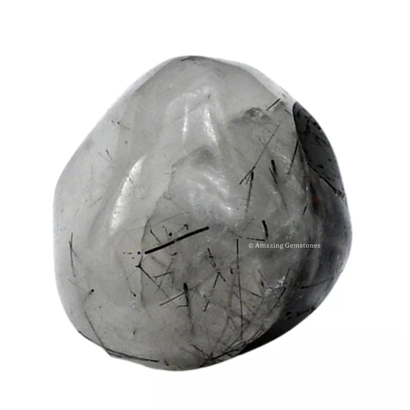 Black Rutilated Quartz Crystal Tumbled Stone Polished Rock DIY Crystal