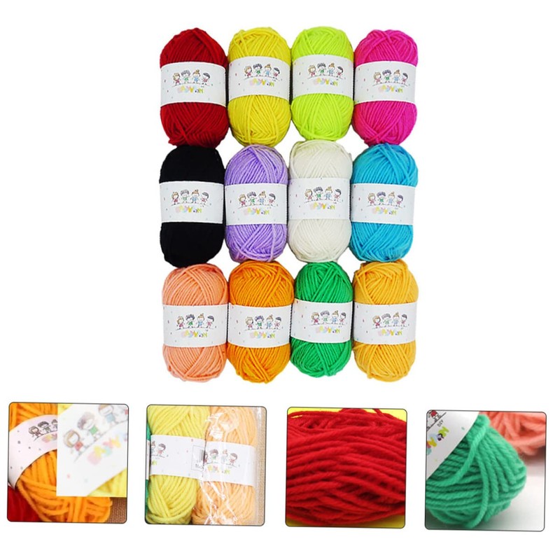 LALAFINA 12pcs Creative Hand Knitted Woolen Yarn for Four Strand