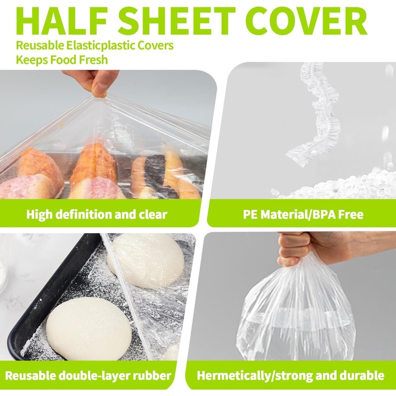 50 Pcs Half Sheet Cover 13 by 18 Inch,Elastic plastic