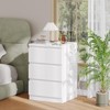 Rovaurx White Nightstand with 3 Drawers, End Side Table with